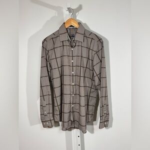Bugatchi Contrast Cuff Plaid Shirt Quiet Luxury Old Money Cotton large